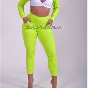 Lime green CLS sportswear joggers